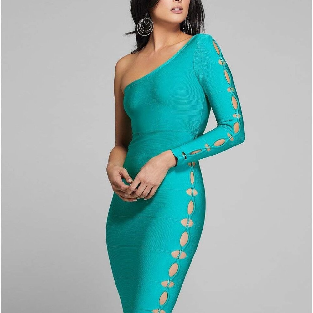 Turquoise GUESS by Marciano Meghan Bandage Dress - Size Large